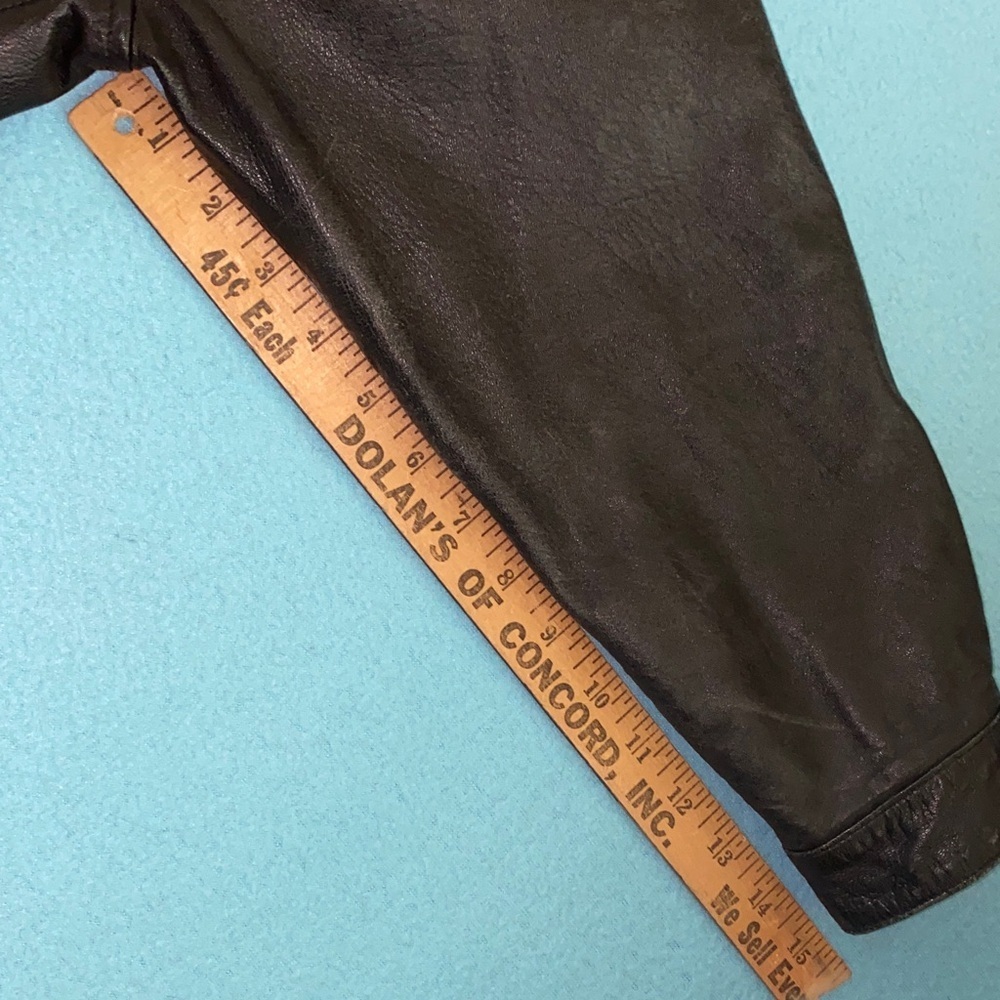 CHEROKEE leather zip up long sleeve 2 pockets derby jacket coat black size M - Picture 10 of 11
